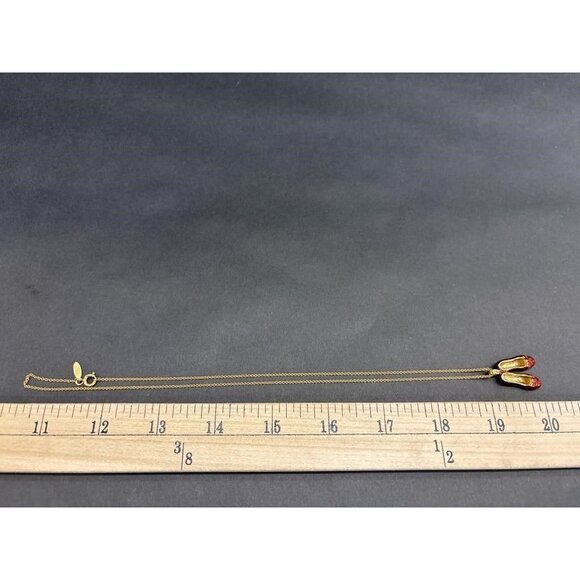 Ruby Red and Gold Tone Slippers Necklace - Picture 4 of 12